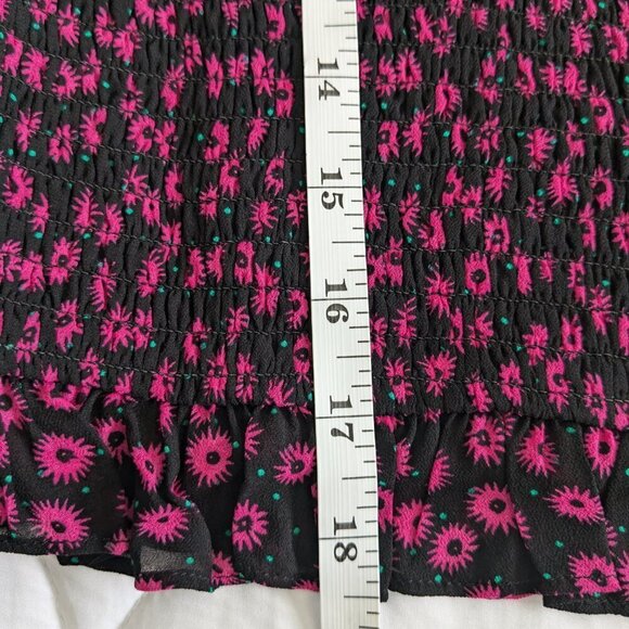 The Kooples Anthropology Mini Skirt Small Pink/Black Ditsy Floral Pull-on NWT - Picture 16 of 16